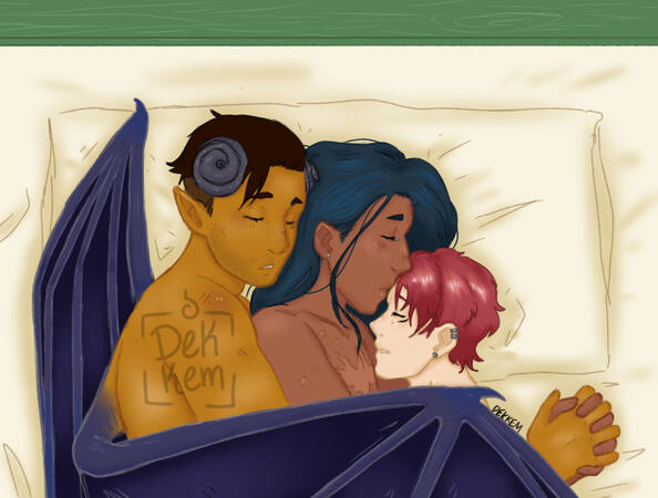 "Resting", Ezio (left) belongs to CrescentMoonTea.